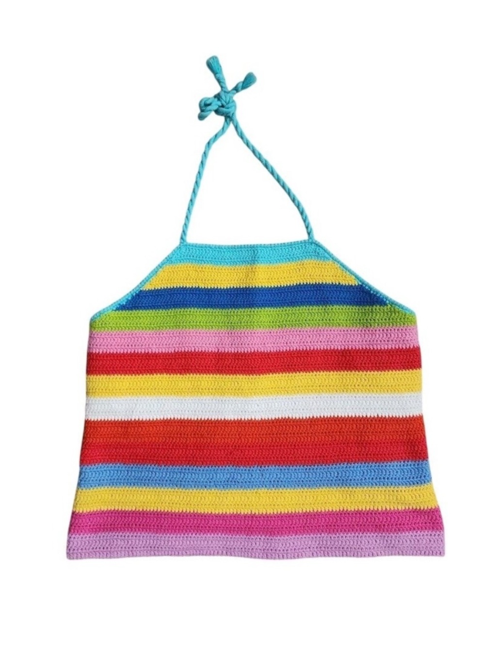 RALPH by Ralph Lauren 90s Rainbow Crochet Halter Top Y2K Size S